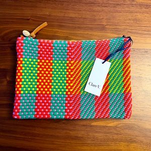 NWT Clare V Summer flat clutch with tabs in Condesa plaid